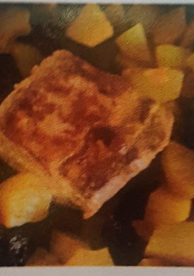 Una foto de Lomo con fruta