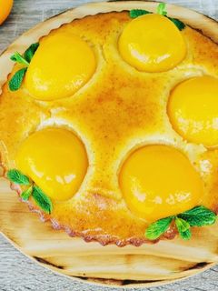 Una foto de Pastel con melocotones