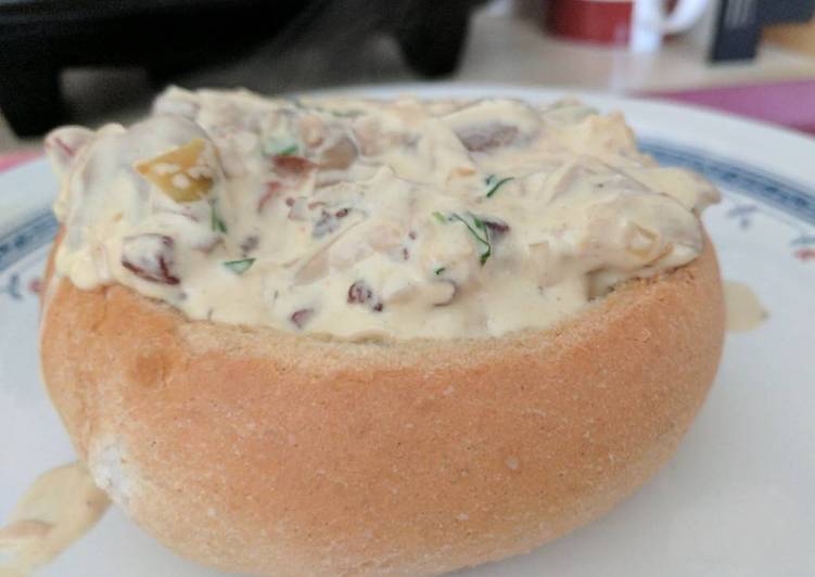 Bacon & Mushroom in a toasted bread bowl