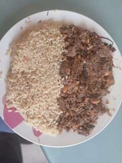 Una foto de Confit de muslo de pato con setas, crujiente de almendra y arroz