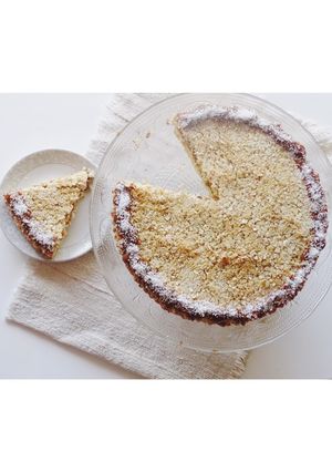 Una foto de Tarta de coco, avena y dulce de leche (Crostrata)