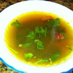 A picture of Pepper-Garlic Rasam.