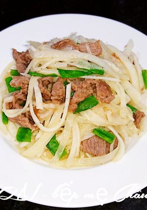 Hình của món Củ sắn xào thịt bò.