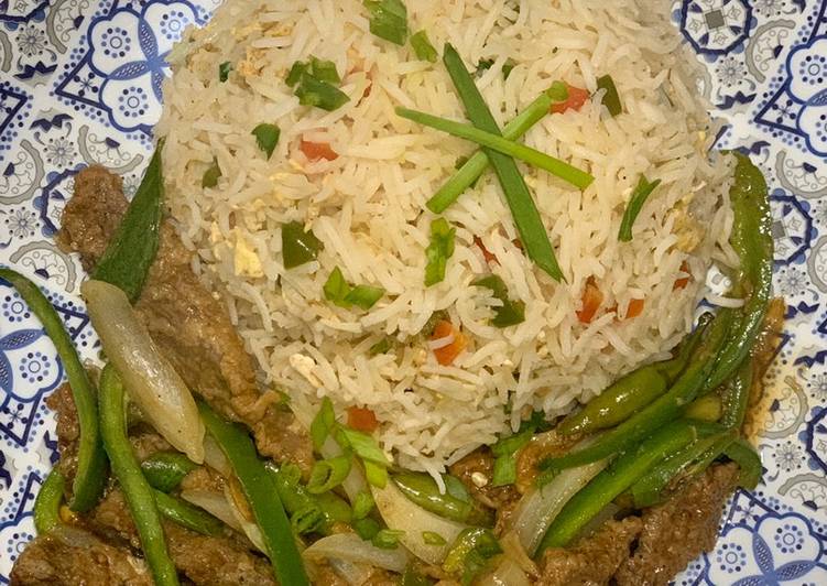 Recipe of Favorite Beef chilli with egg fried rice