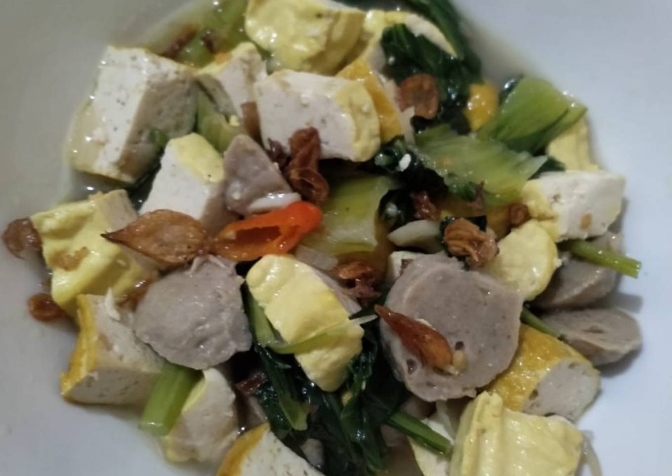 Resep Tumis Sawi Tahu bakso Simpel