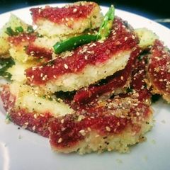 A picture of Double Decker Dhokla.