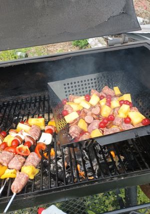 A picture of Kabobs with Extras.