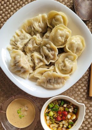 A picture of Cilantro, Shiitake Mushroom, and Pork Dumplings.