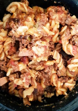 A picture of My SlowCooked Peppered Beef mince & Smoked Sausage Pasta. 😀.