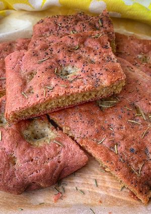 A picture of Pink Beet Focaccia.