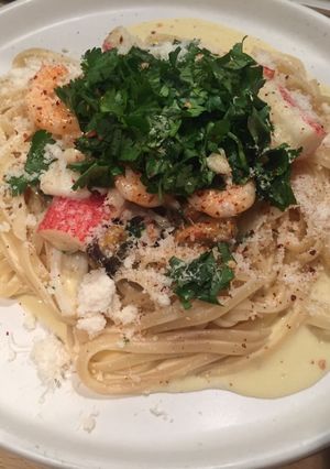 A picture of Seafood linguine.