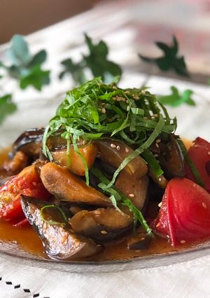 A picture of Japanese Tomato and Eggplant salad.