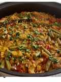 Paella de solomillo y judías verdes