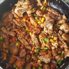 A picture of Mixed Peppers Pork Stir Fry.