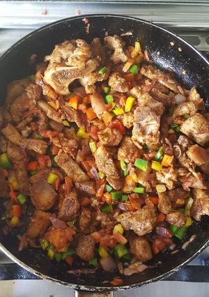 A picture of Mixed Peppers Pork Stir Fry.