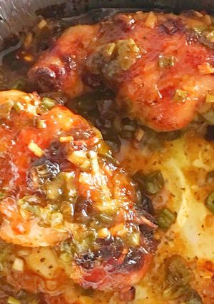 Una foto de Pollo en salsa de miel y mostaza