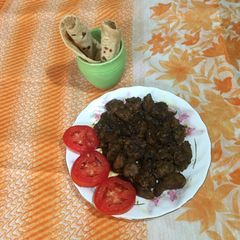 A picture of Chicken Liver dry Curry.