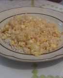 Huevos revueltos con arroz y cebolla tipo rancho. Para tacos de cuaresma