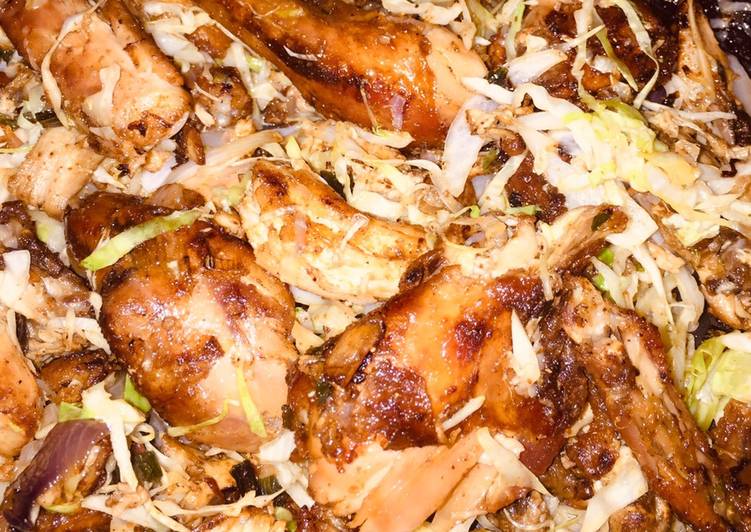 Recipe of Quick Roasted chicken with cabbage sauce