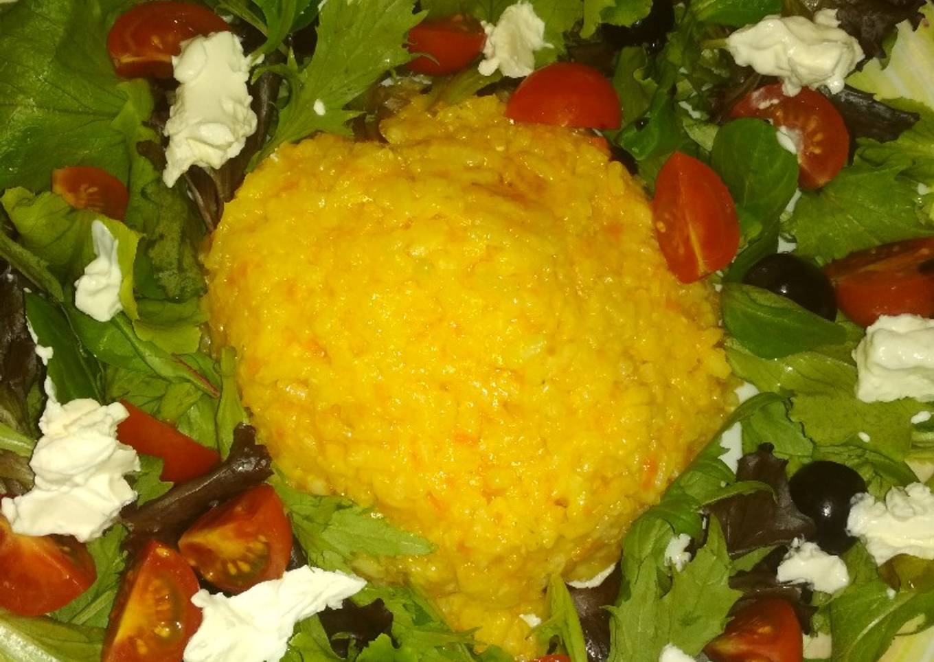 Arroz de calabaza 🎃 con ensalada
