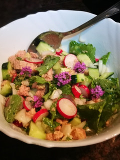 Una foto de Ensalada de la huerta con rabanitos rosa