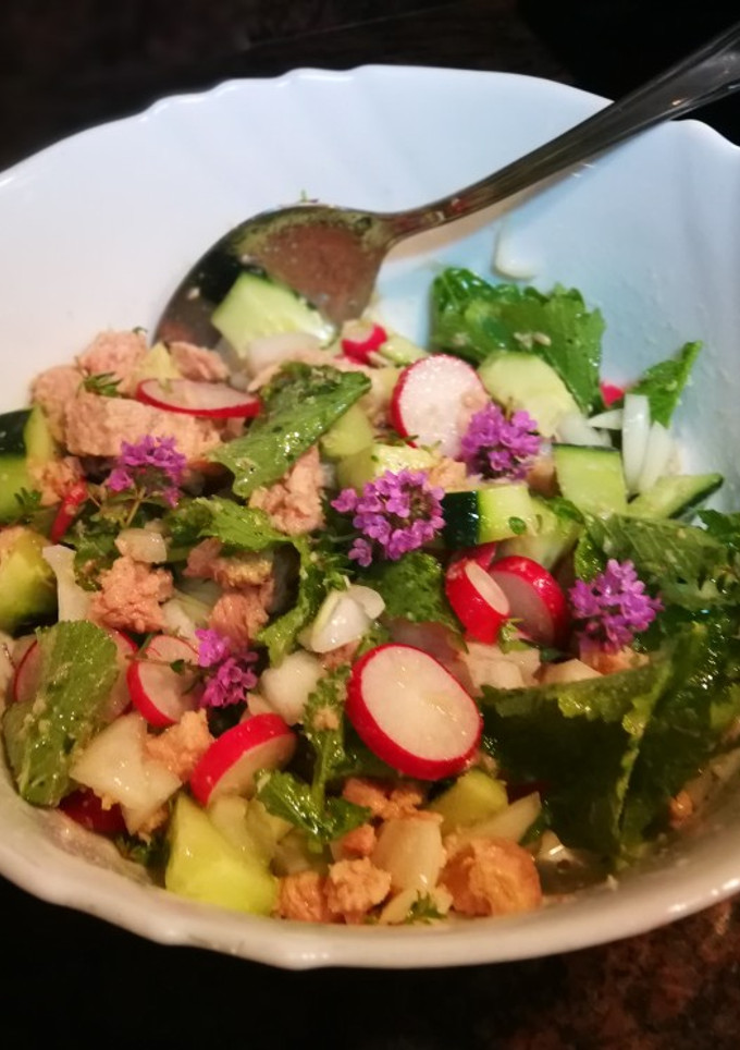 Una foto de Ensalada de la huerta con rabanitos rosa