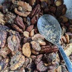 A picture of Air fryer spicy sweet roasted nuts.