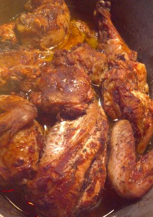 A picture of Rachel Khoo's Red wine chicken.