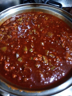 Una foto de Nopalitos con picadillo y chile color