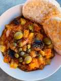 Zucca e patate con olive e capperi