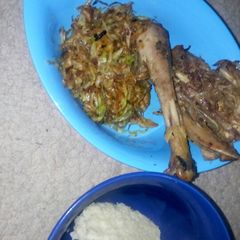 A picture of Chicken cabbage ugali.