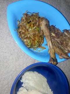 A picture of Chicken cabbage ugali.