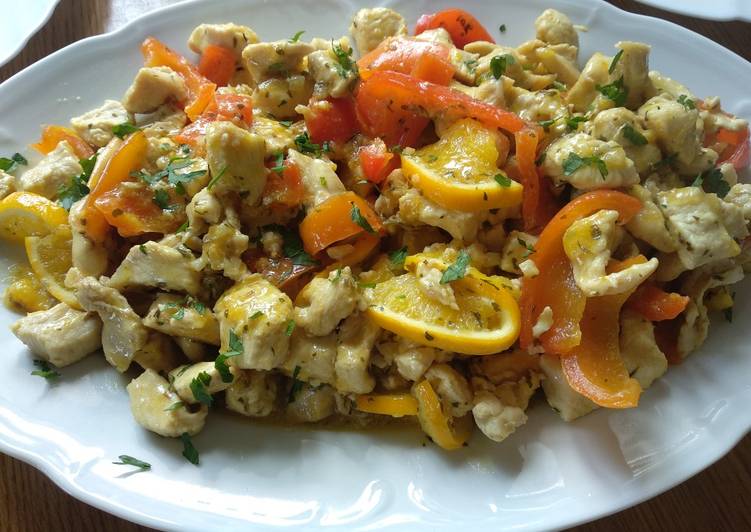 Salteado de pollo a la naranja