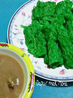 Foto resep Roti jala pandan saos kinca duren