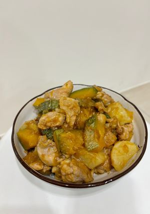 南瓜燒雞 的食譜成品照片