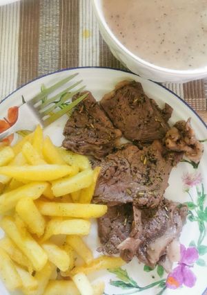 Foto resep Home made steak with black pepper sauce
