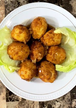 Hình của món Trứng gà khìa nước mắm (chay).