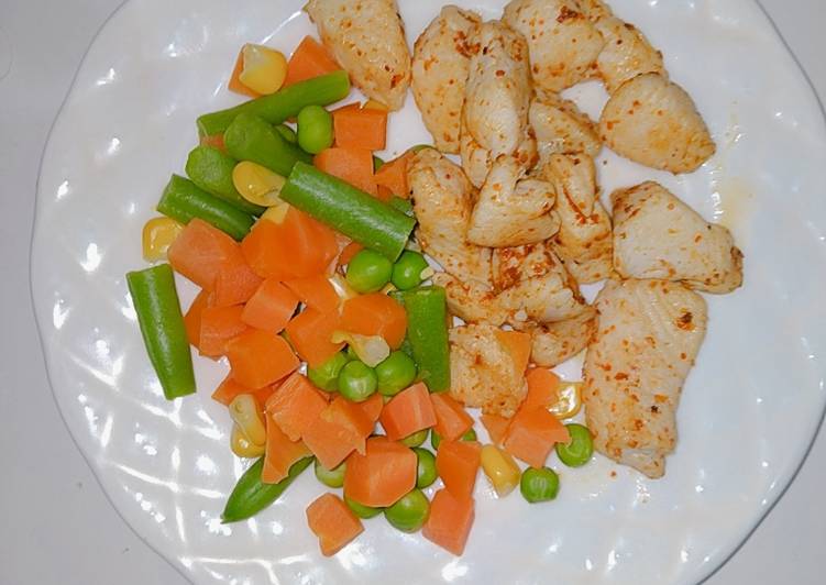 Resep Tumis Ayam Bawang Putih (Meal Prep Diet) #dirumahaja, Lezat