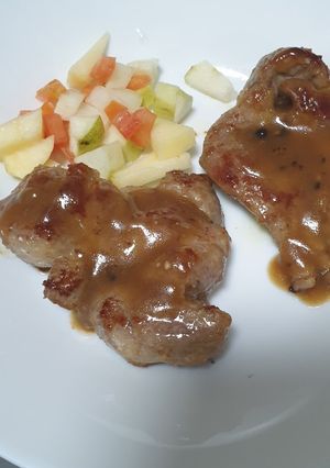 รูปของ สเต็กหมูกับน้ำราดซอสพริกไทยดำ