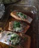 Salmón a la teriyaki gratinado
