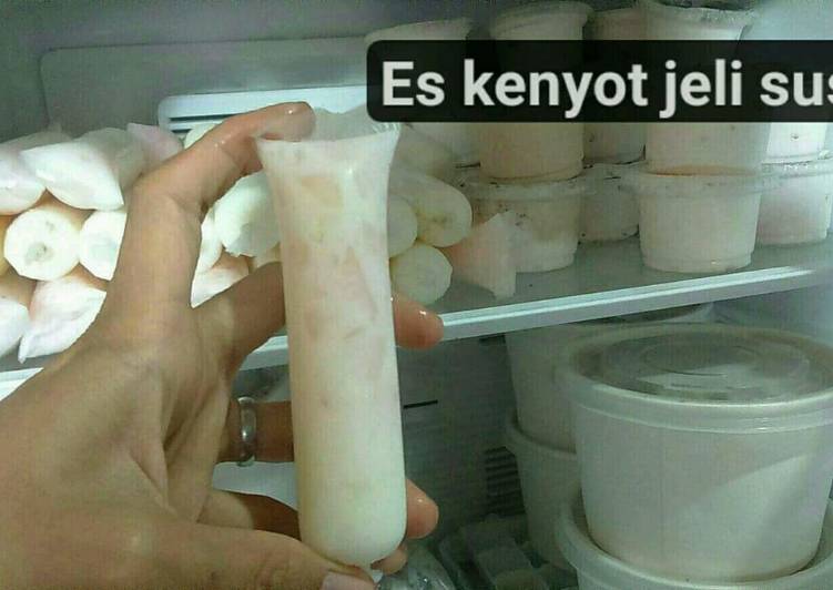 Resep Es Kenyot jeli Lembut,ice Cream versi kenyot Anti Gagal