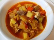 A picture of beef broth soups