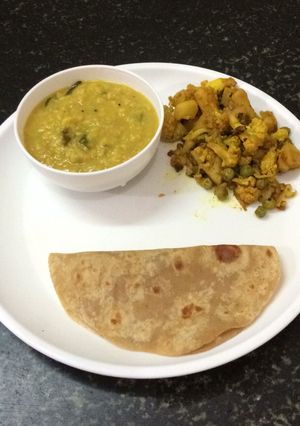 A picture of Platter of Dhal and Subji.