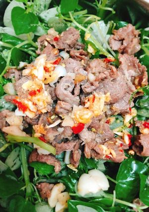 Hình của món Rau Càng Cua Trộn Thịt Bò.