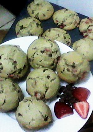 A picture of Mini Strawberry Chocolate Chip Muffins.