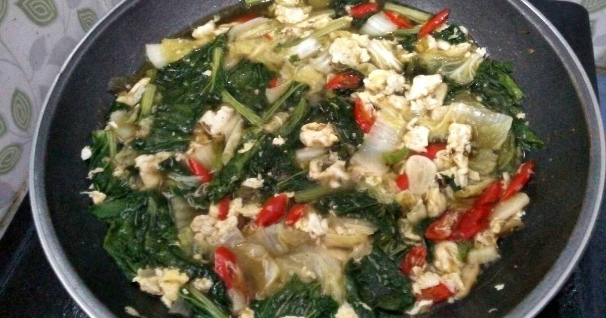 Resep Cah sawi ijo putih + telor oleh hesti - Cookpad