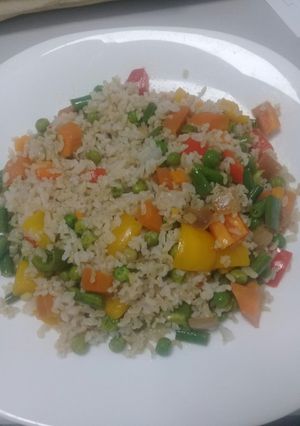A picture of Buttered Vegetable brown Rice. #Authormarathon.