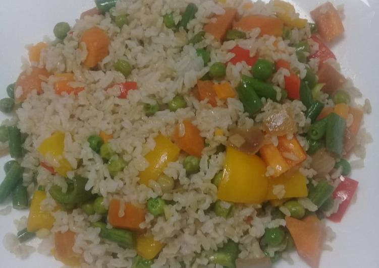 Recipe of Perfect Buttered Vegetable brown Rice. #Authormarathon