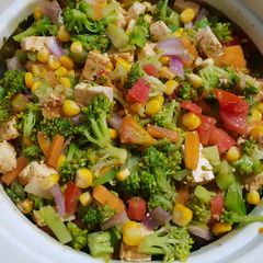 A picture of Warm broccoli paneer piri piri salad.