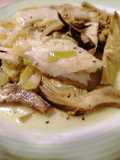 Baccalà al forno con porri e carciofi